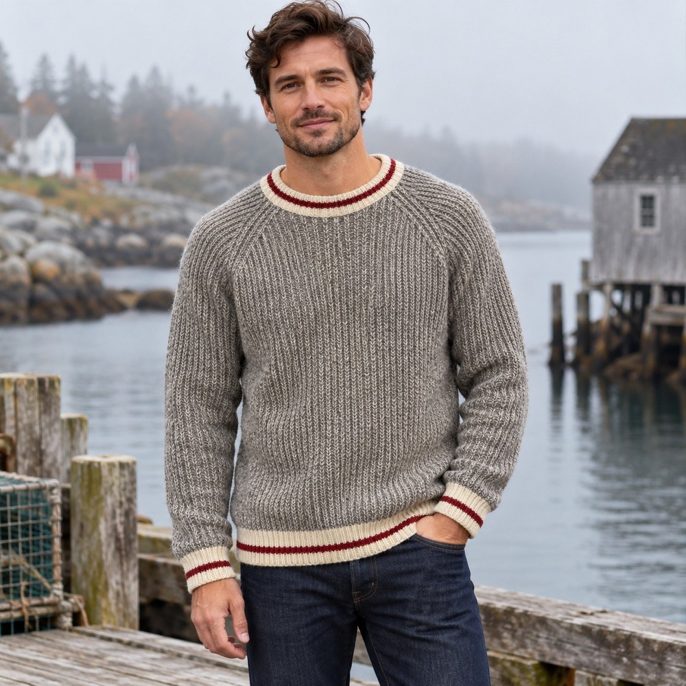 Vintage Great Northern Knitters Wool Sweater Men XL 46 Canada Varsity Stripe